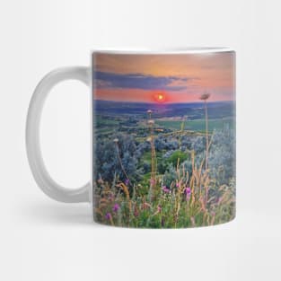 sunset scene over valley Mug